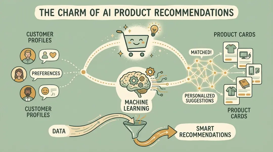 AI product recommendation engine matching products to customer profiles with machine learning