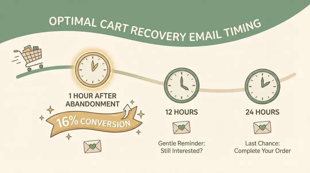 Optimal timing for abandoned cart recovery emails